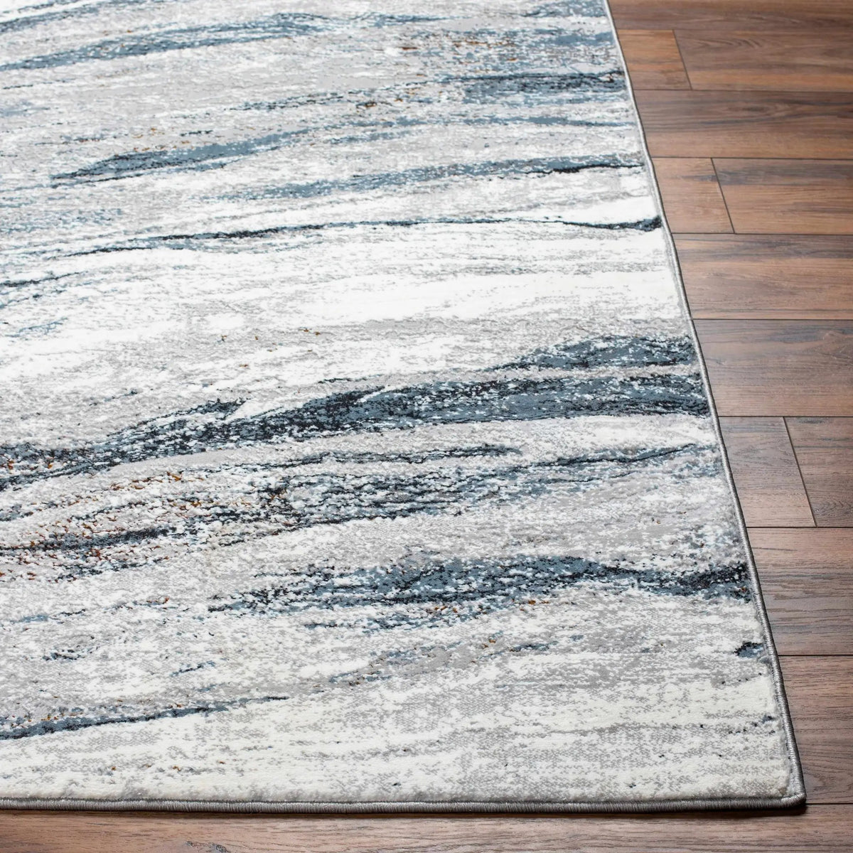 Glain Gray & Blue Marble Area Rug, photo 3 of 6