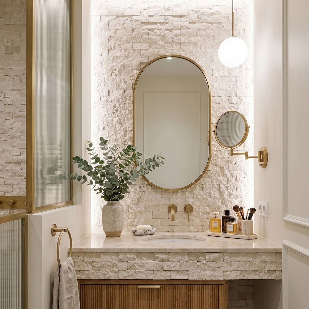 Sahara Beige Rock Face 1x2 Marble Mosaics 12 5/8x12 5/8 Marble Rock Face 12x12 Mosaics — 4