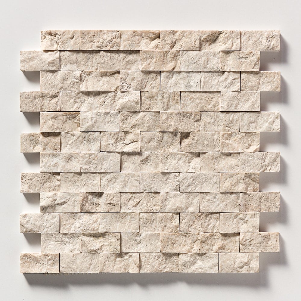 Sahara Beige Rock Face 1x2 Marble Mosaics 12 5/8x12 5/8 Marble Rock Face 12x12 Mosaics