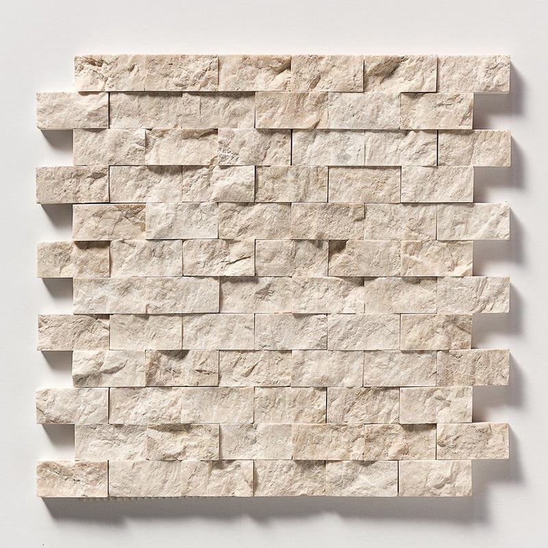 Sahara Beige Rock Face 1x2 Marble Mosaics 12 5/8x12 5/8 Marble Rock Face 12x12 Mosaics
