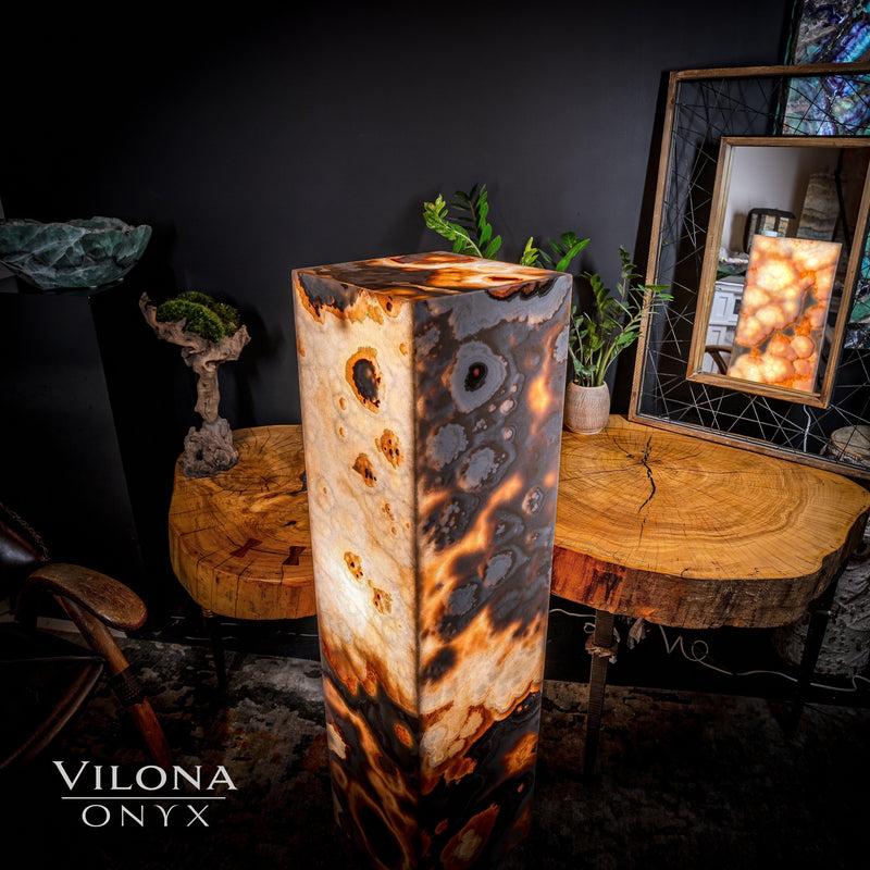 Sahara Onyx Floor Lamp - Exotic - Polished - Medium - 47.5"H x 12"W - Square - #2, photo 5 of 11