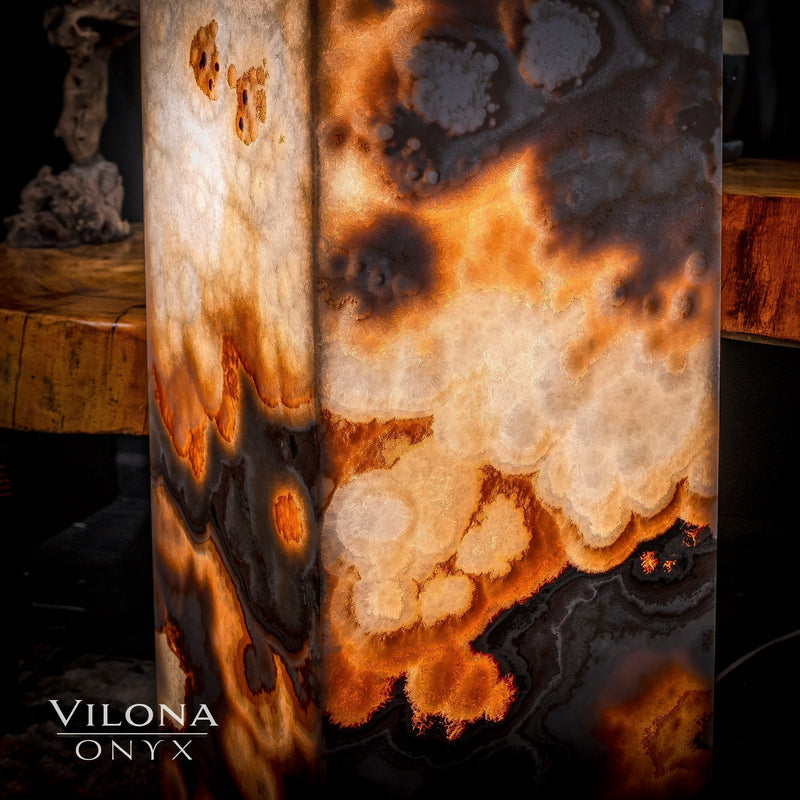 Sahara Onyx Floor Lamp - Exotic - Polished - Medium - 47.5"H x 12"W - Square - #2, photo 6 of 11