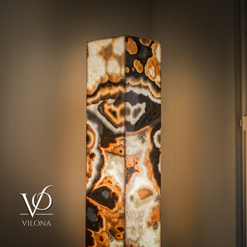 Sahara Onyx Floor Lamp - Exotic - Polished - Medium - 55"H x 12"W - Square - #3, photo 6 of 8