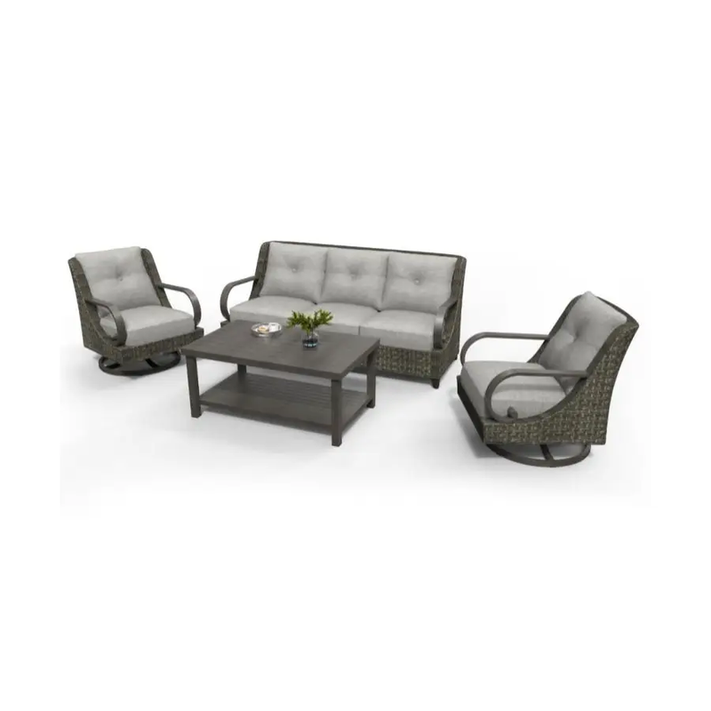 Brooks 4-Piece Aluminum Living Room Set With Swivel Chairs by Outdoor-USA®