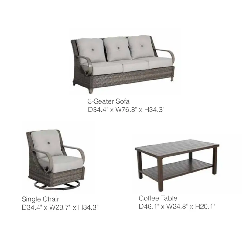 Brooks 4-Piece Aluminum Living Room Set With Swivel Chairs by Outdoor-USA®