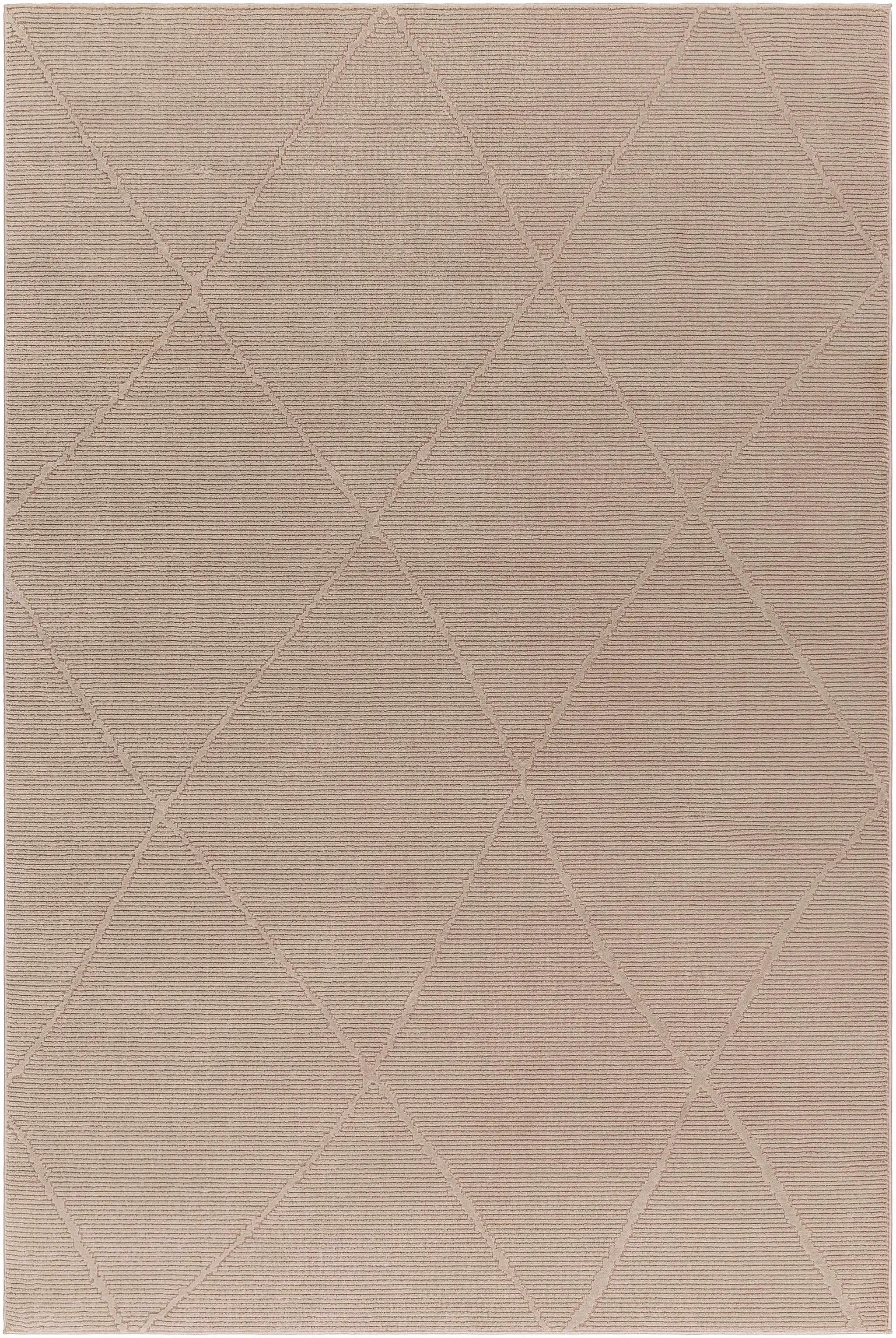 Aldis Tan Plush Textured Washable Rug - Clearance by Boutique Rugs