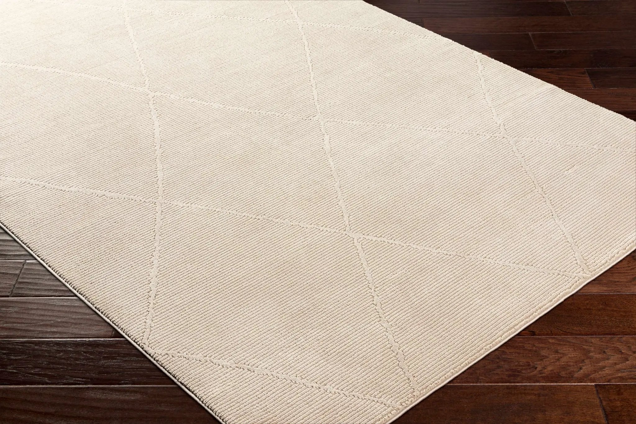 Aldis Tan Plush Textured Washable Rug - Clearance by Boutique Rugs