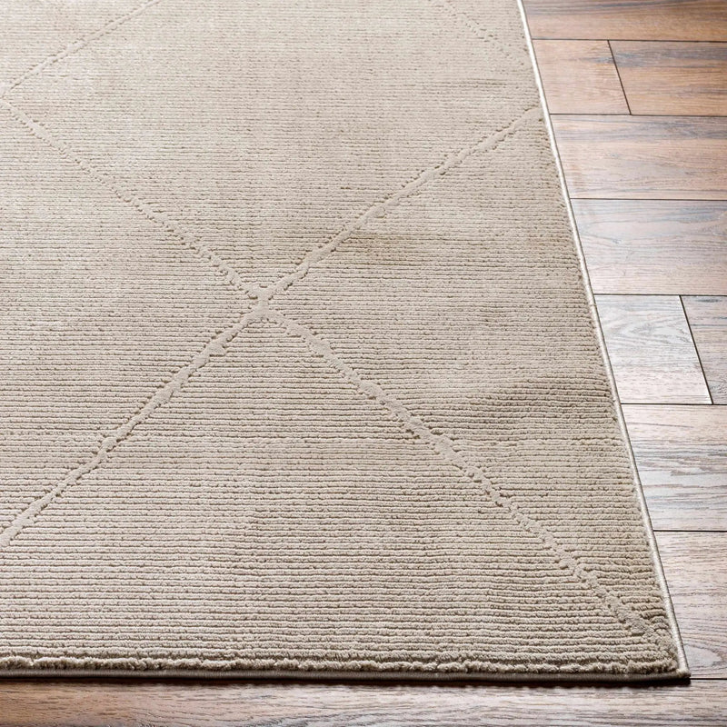 Aldis Tan Plush Textured Washable Rug - Clearance by Boutique Rugs