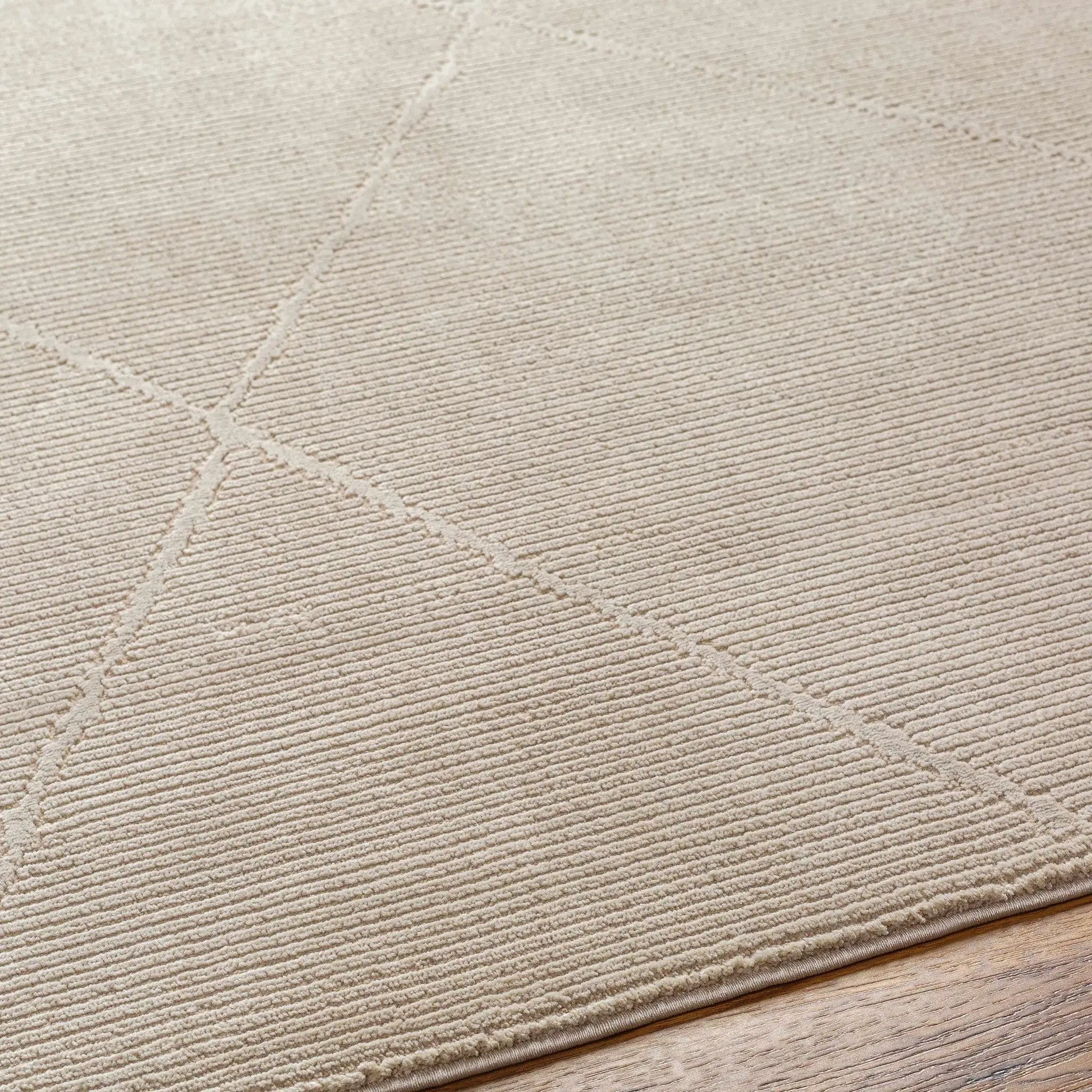 Aldis Tan Plush Textured Washable Rug - Clearance by Boutique Rugs