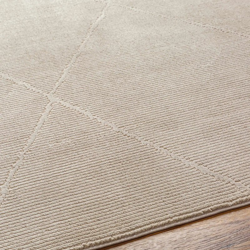 Aldis Tan Plush Textured Washable Rug - Clearance by Boutique Rugs