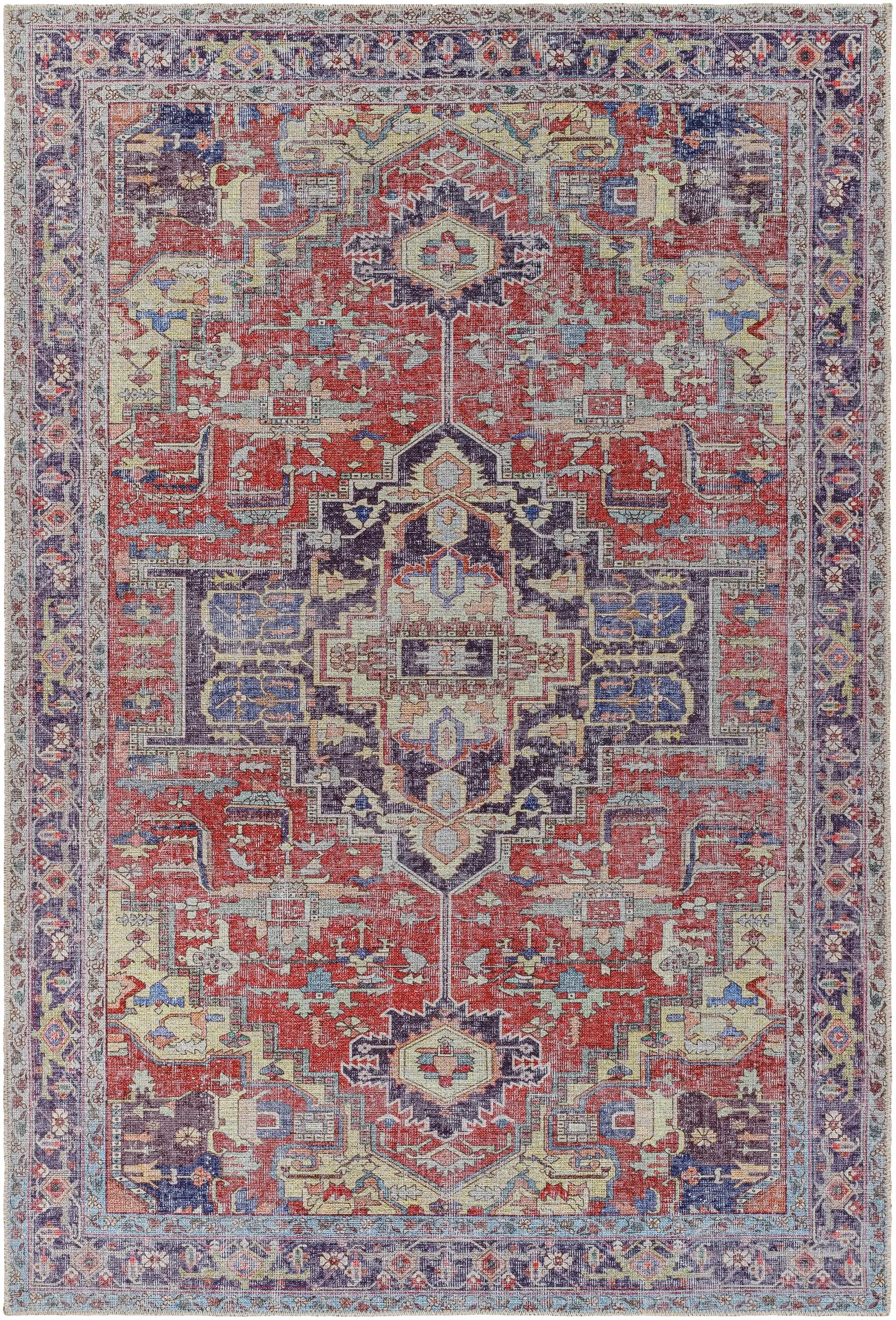 Reza Red Washable Rug - Clearance by Boutique Rugs