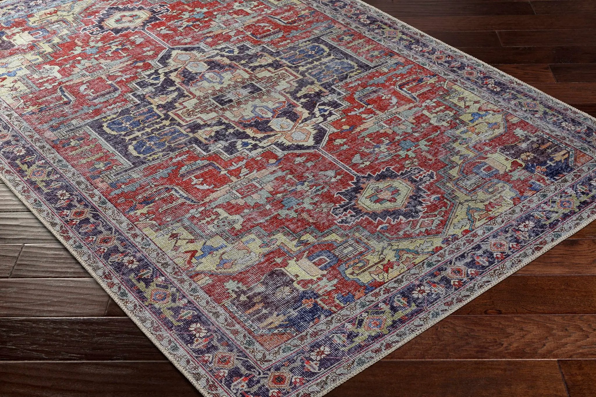 Reza Red Washable Rug - Clearance by Boutique Rugs