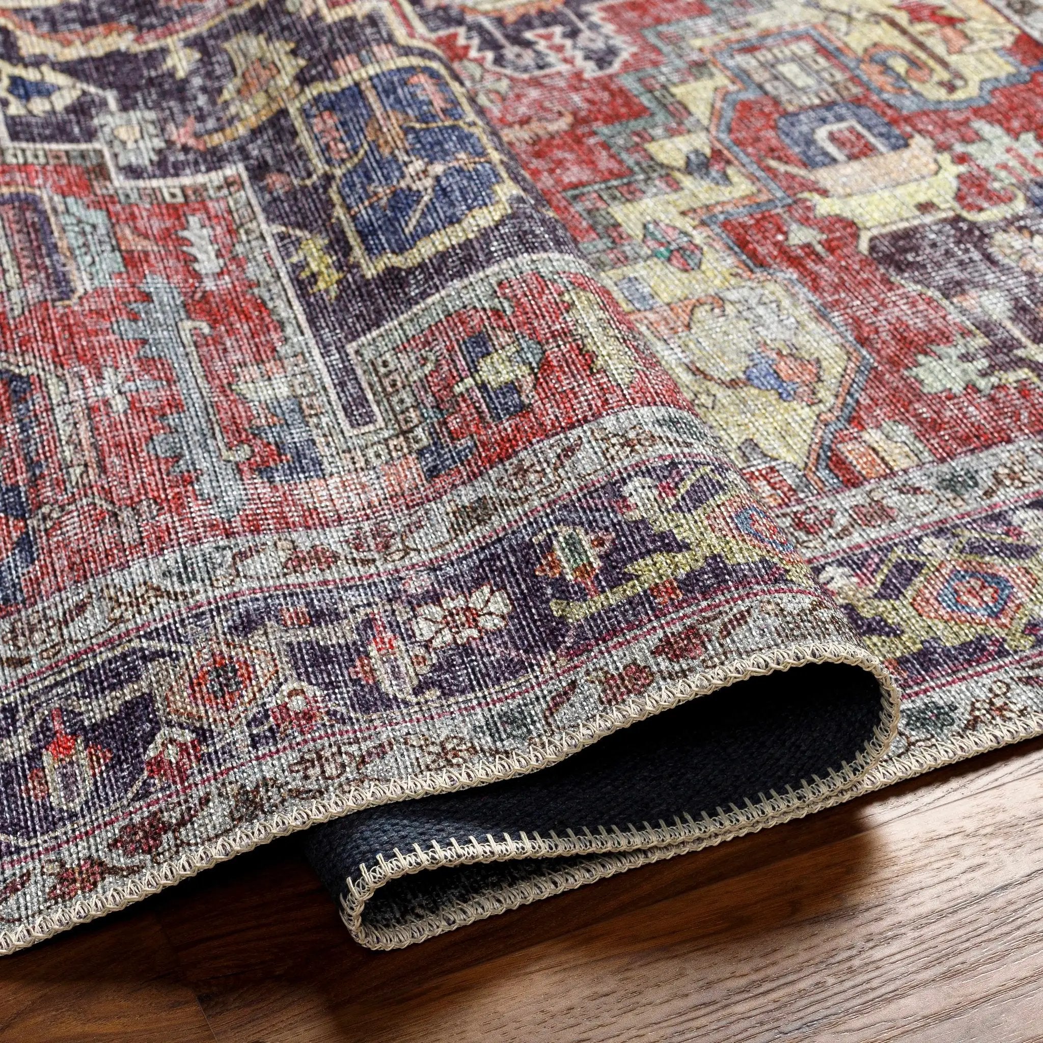 Reza Red Washable Rug - Clearance by Boutique Rugs