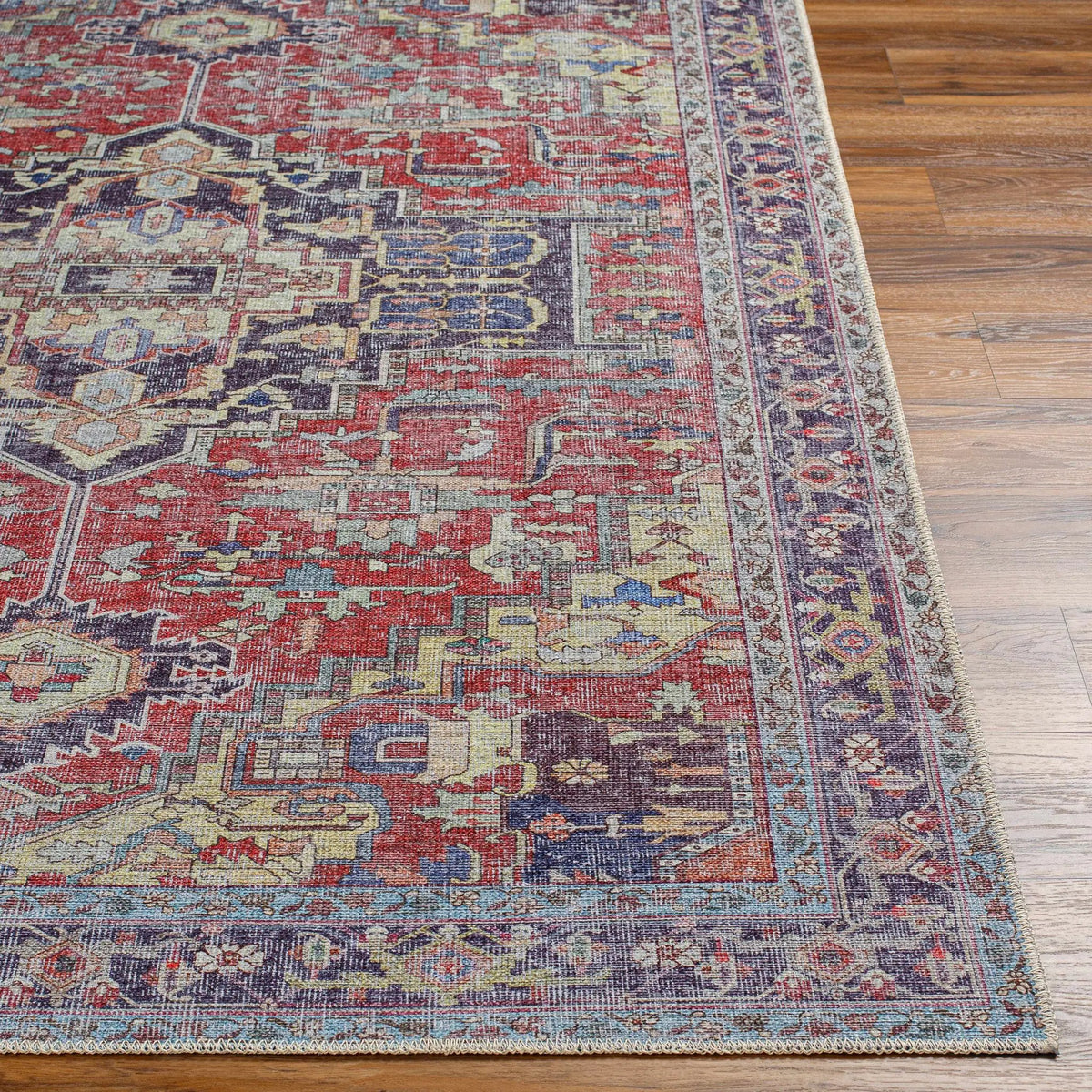 Reza Red Washable Rug - Clearance, photo 3 of 10