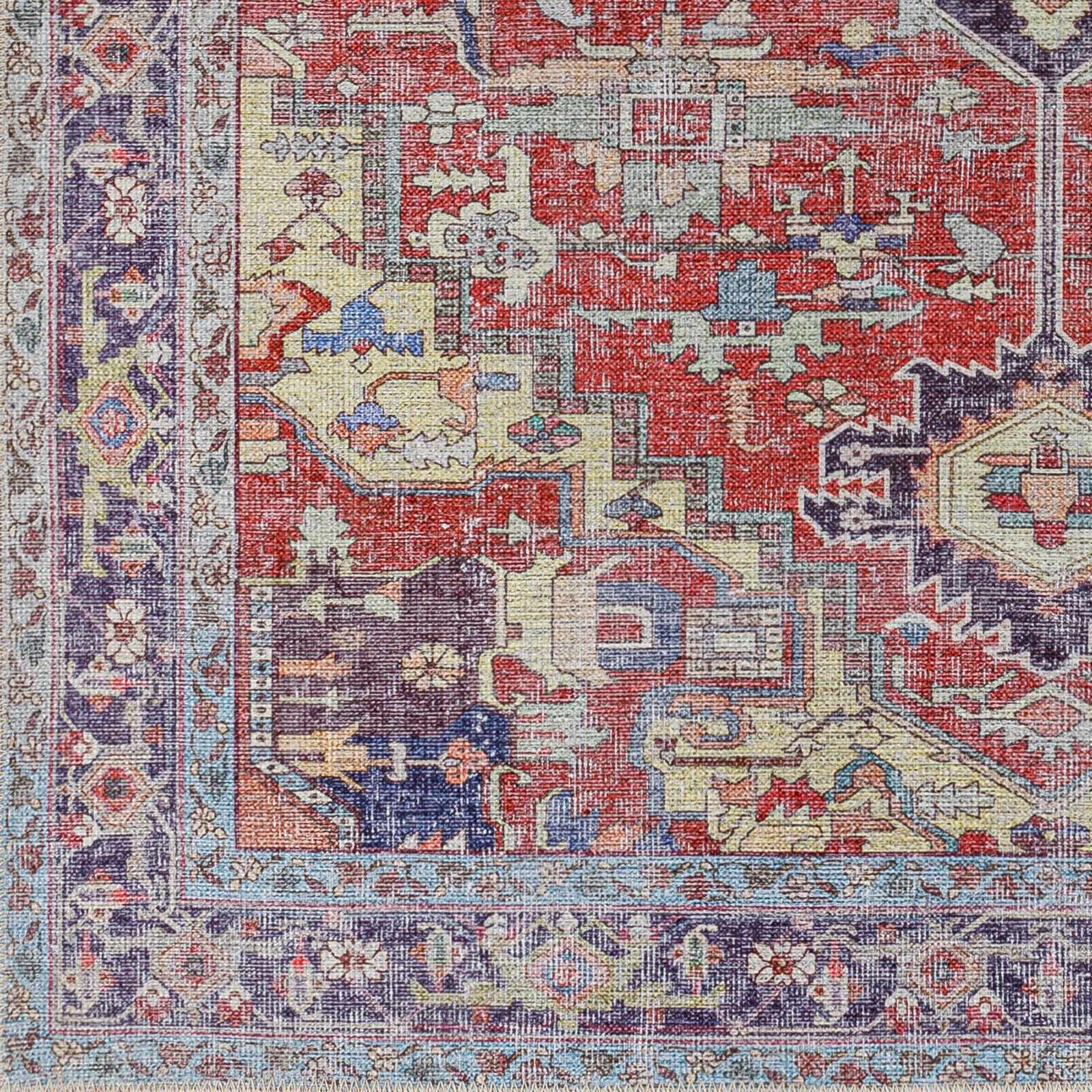 Reza Red Washable Rug - Clearance by Boutique Rugs