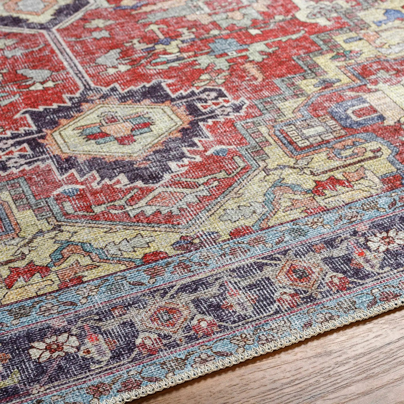 Reza Red Washable Rug - Clearance by Boutique Rugs