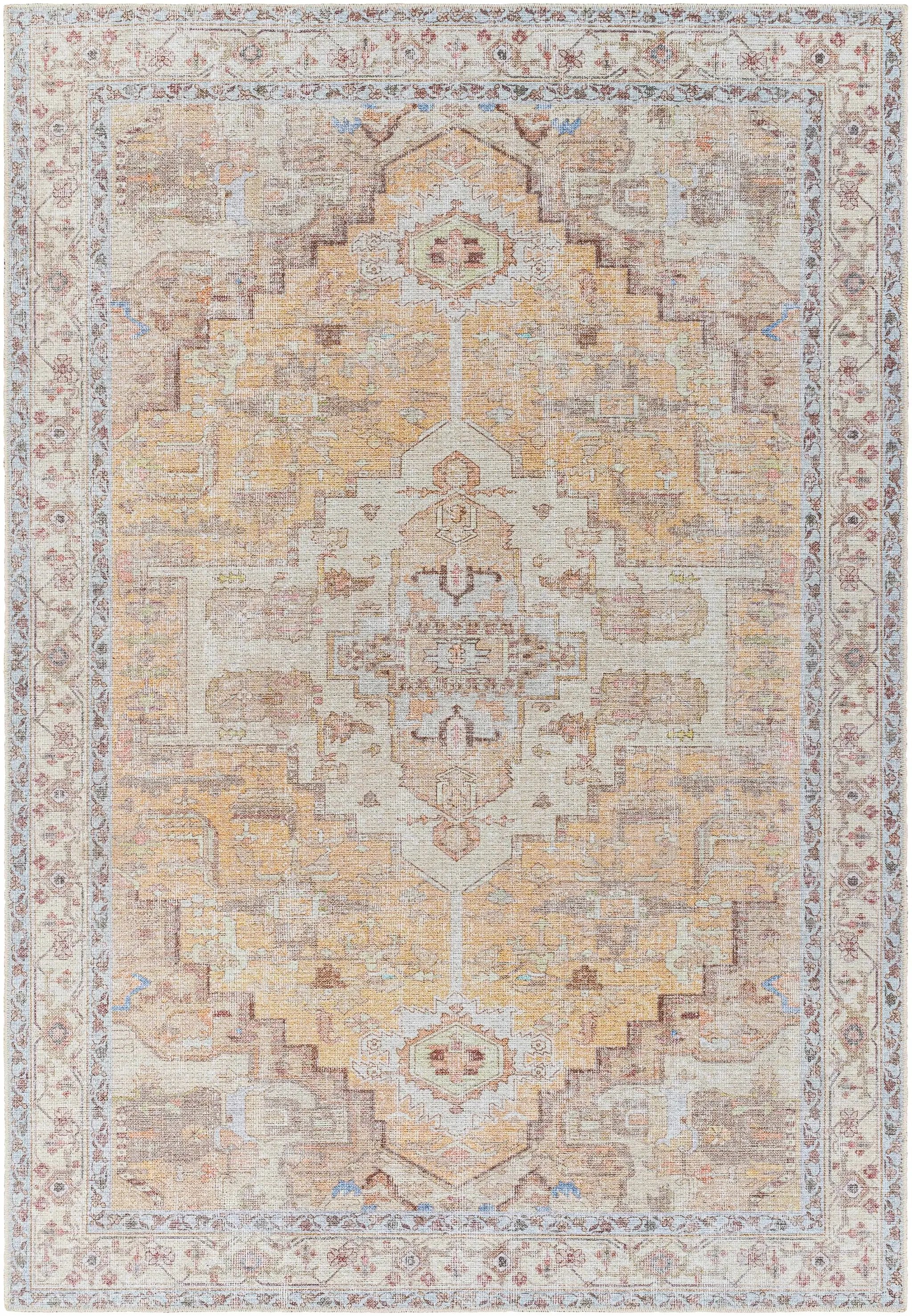 Reza Mustard Washable Rug - Clearance by Boutique Rugs