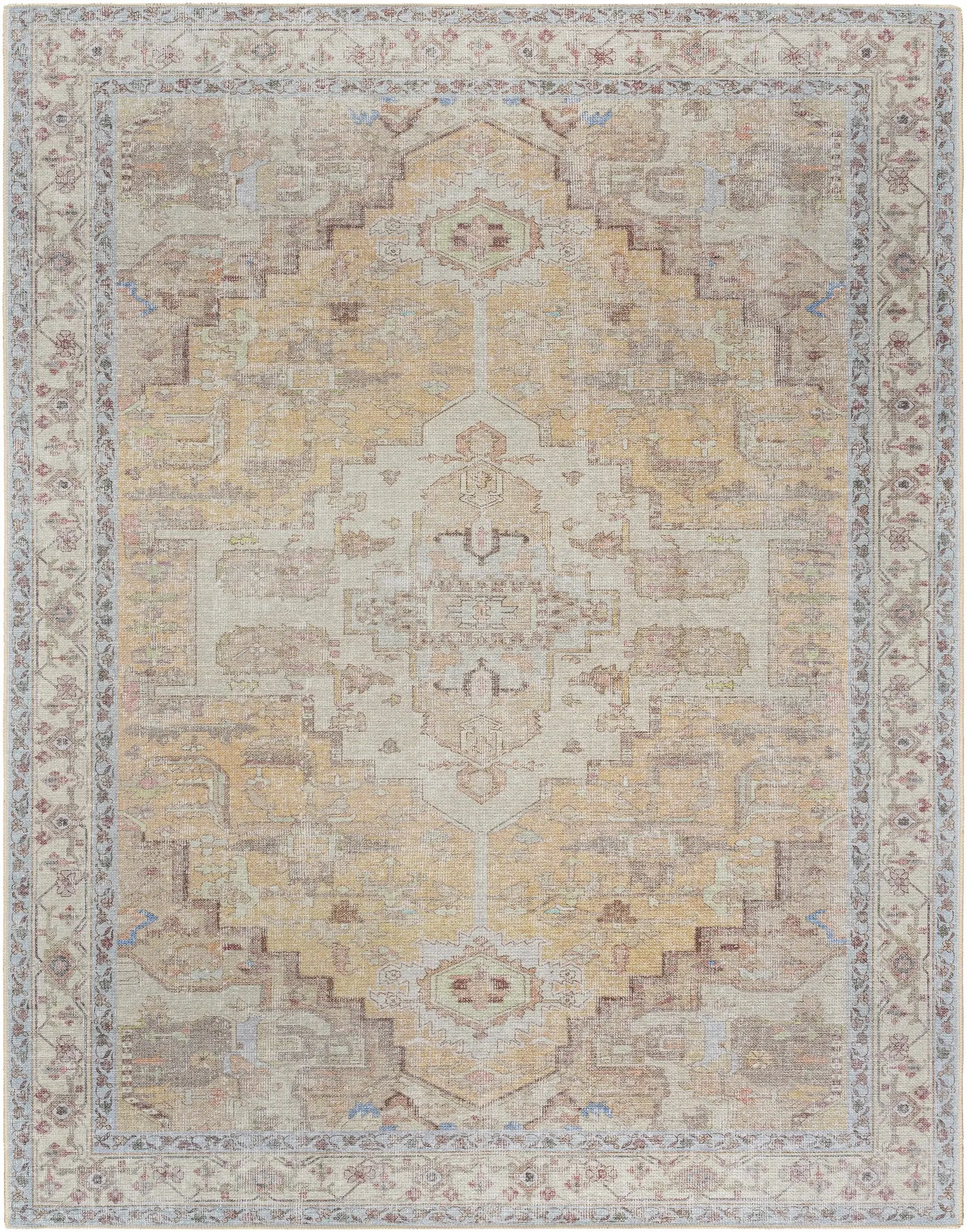 Reza Mustard Washable Rug - Clearance by Boutique Rugs