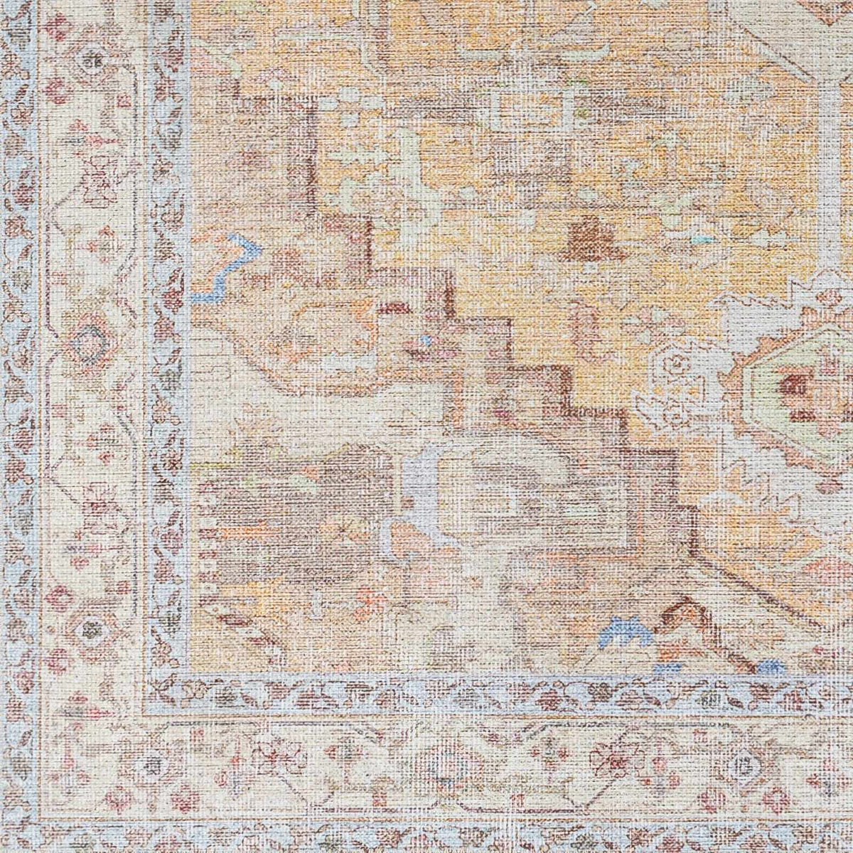 Reza Mustard Washable Rug - Clearance, sample swatch