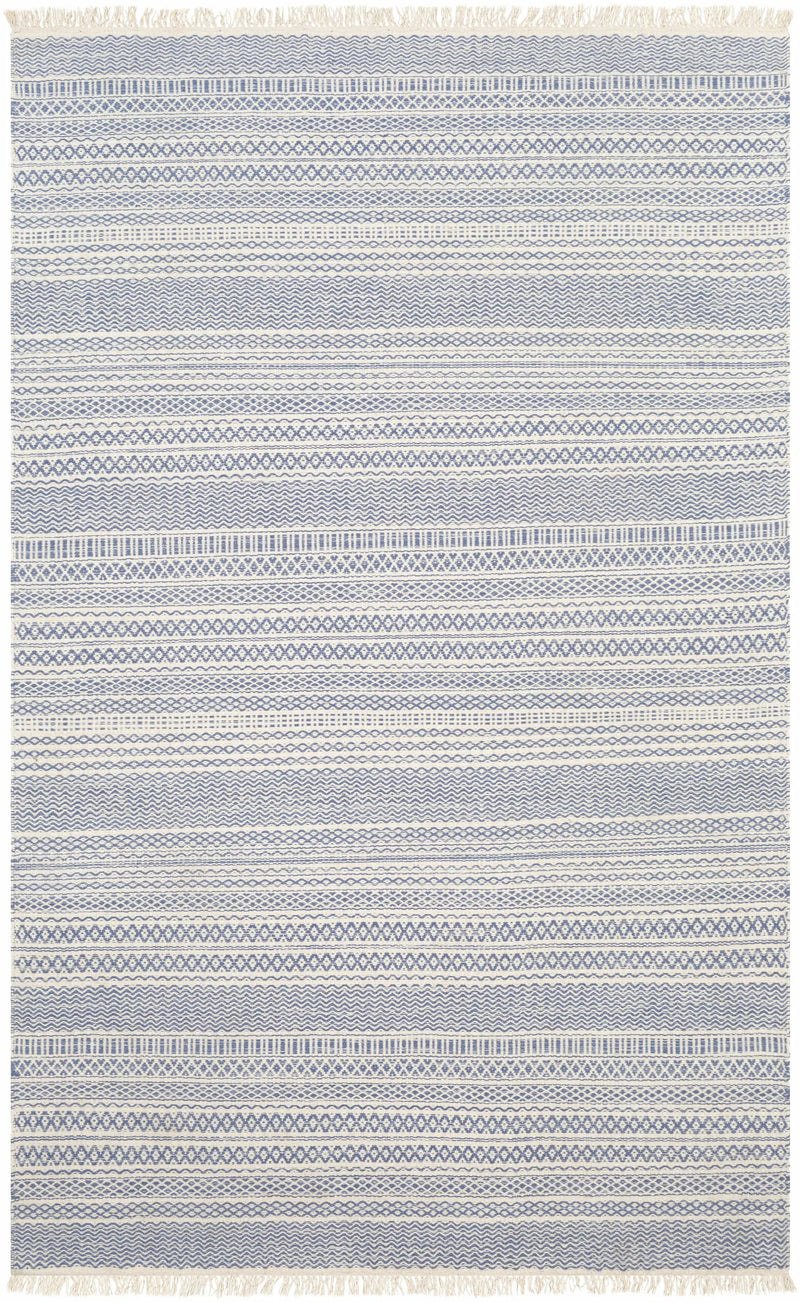 Sanc Blue/Cream Flatweave Wool Rug - Clearance by Boutique Rugs