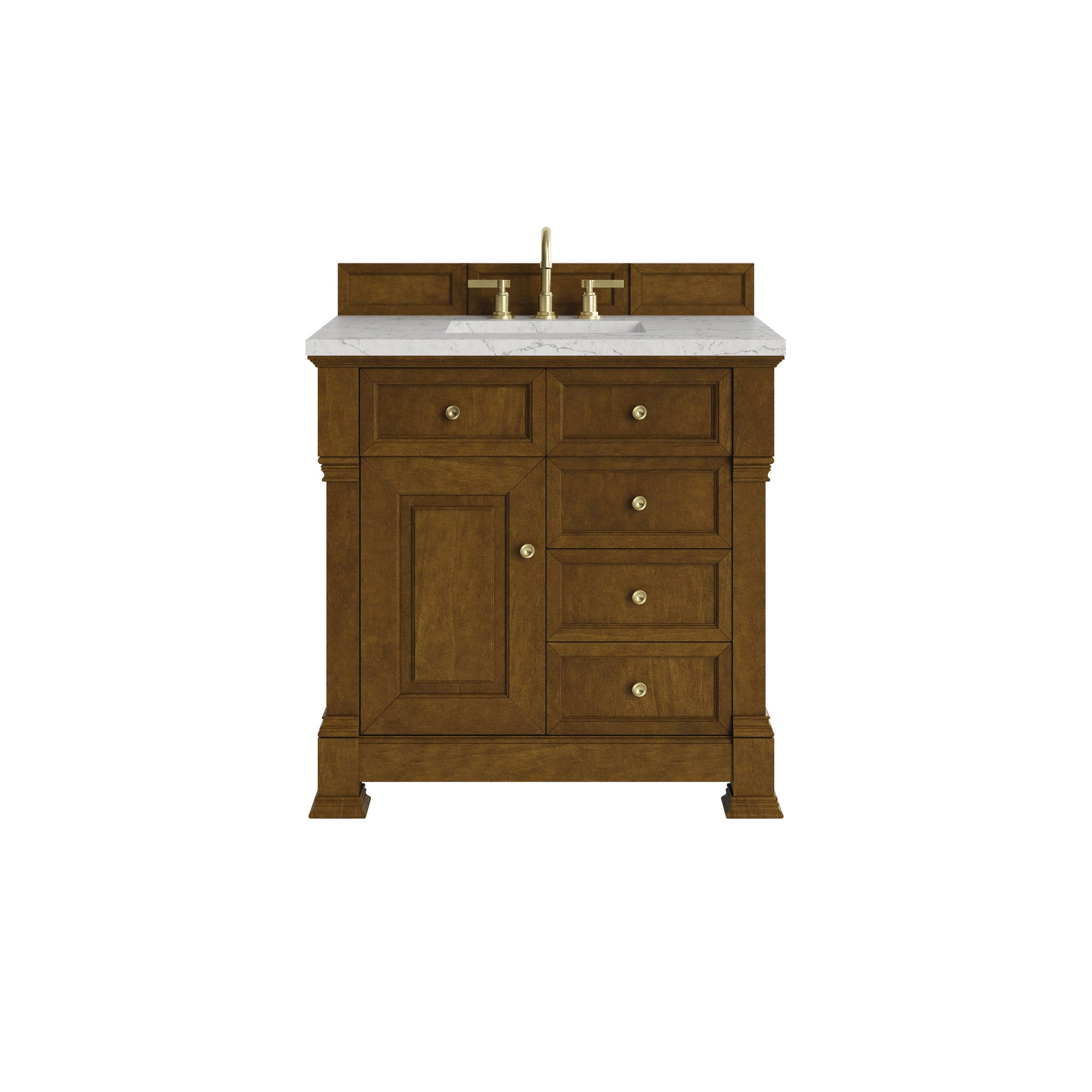 James Martin Brookfield 36" Single Bathroom Vanity, Honey Oak with Eternal Jasmine Pearl countertop