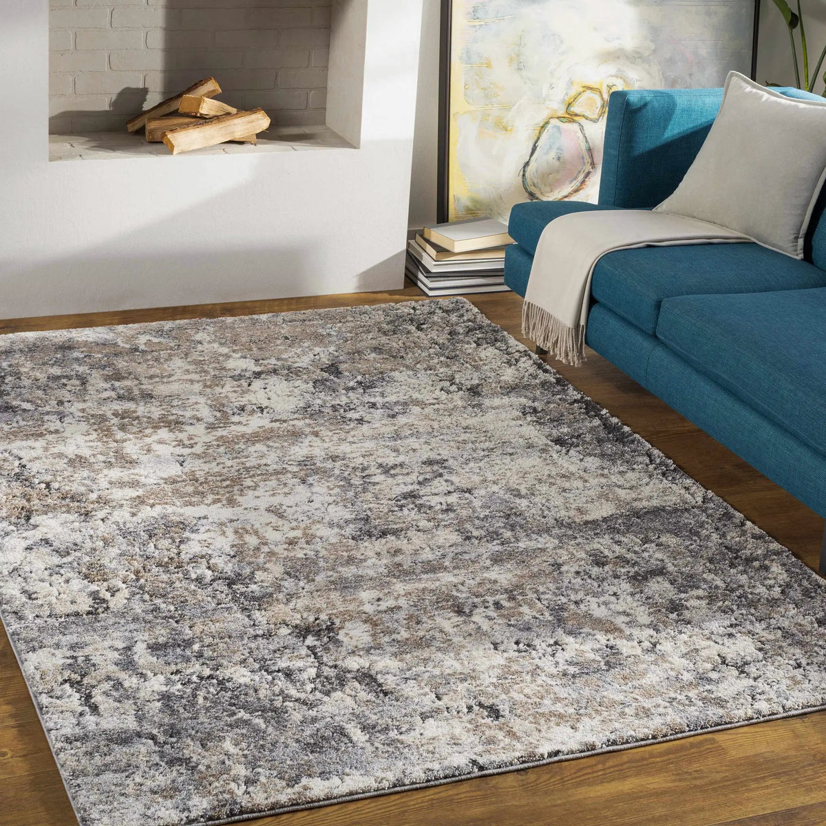 Satsop Rock Pattern Thick Rug, installed in a room
