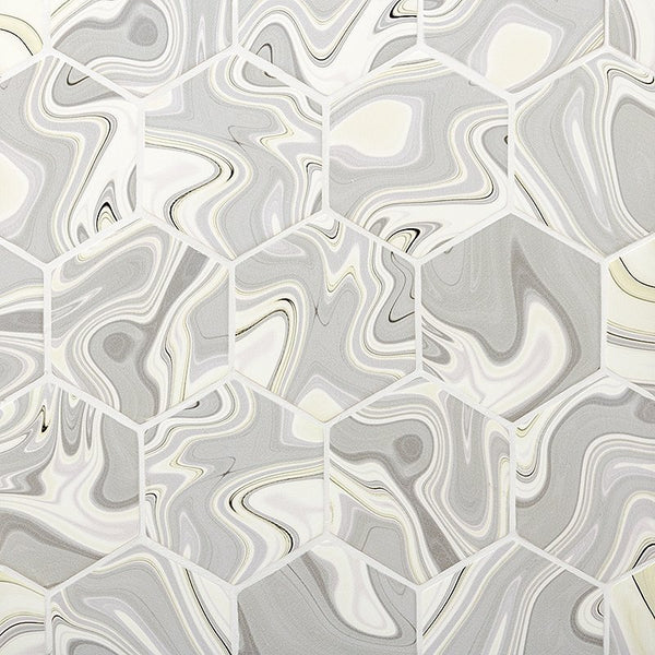 Saturn Glossy Hexagon 5 Ceramic Tiles 5
