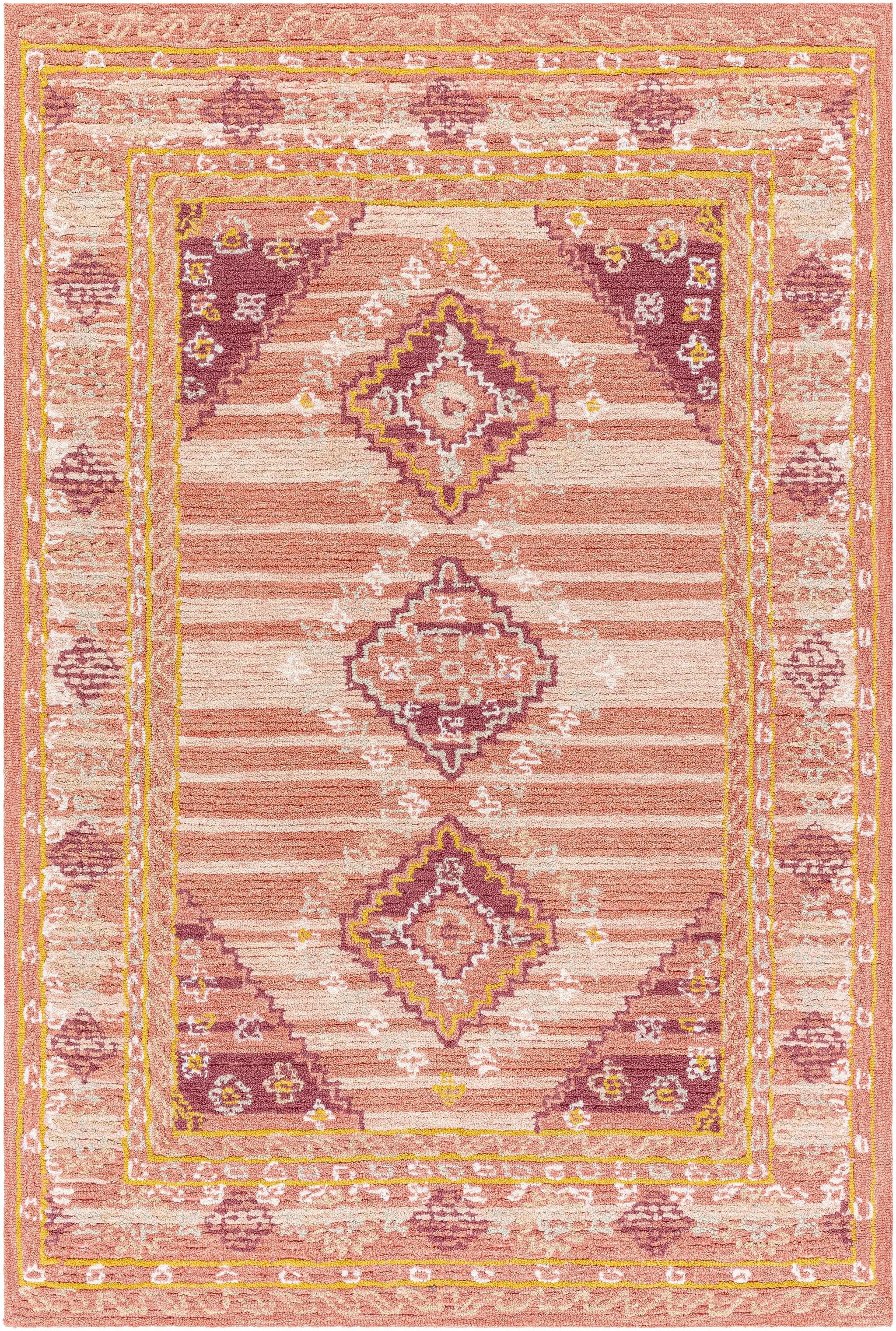 Alena Peach Wool Blend Area Rug - Clearance by Boutique Rugs
