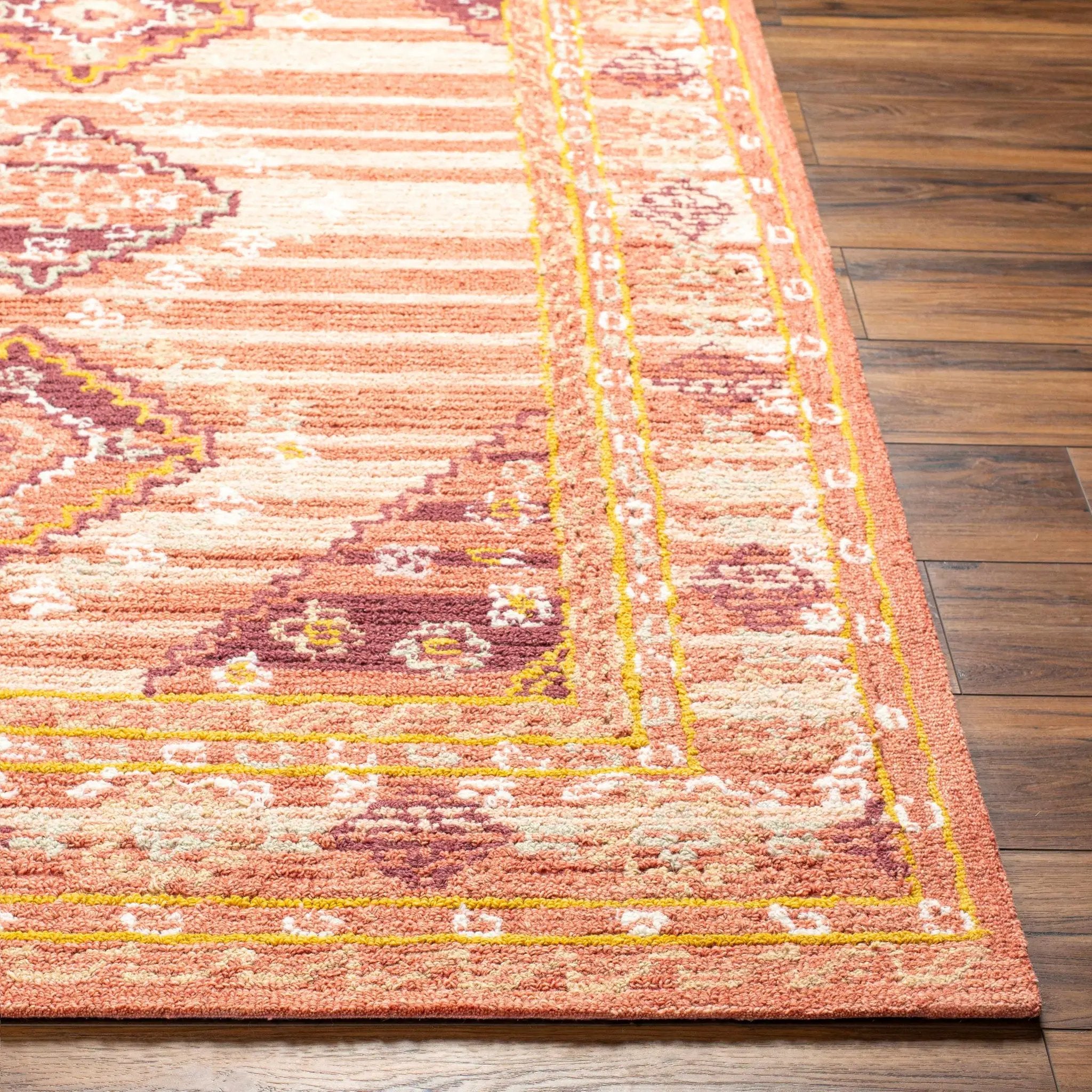 Alena Peach Wool Blend Area Rug - Clearance by Boutique Rugs