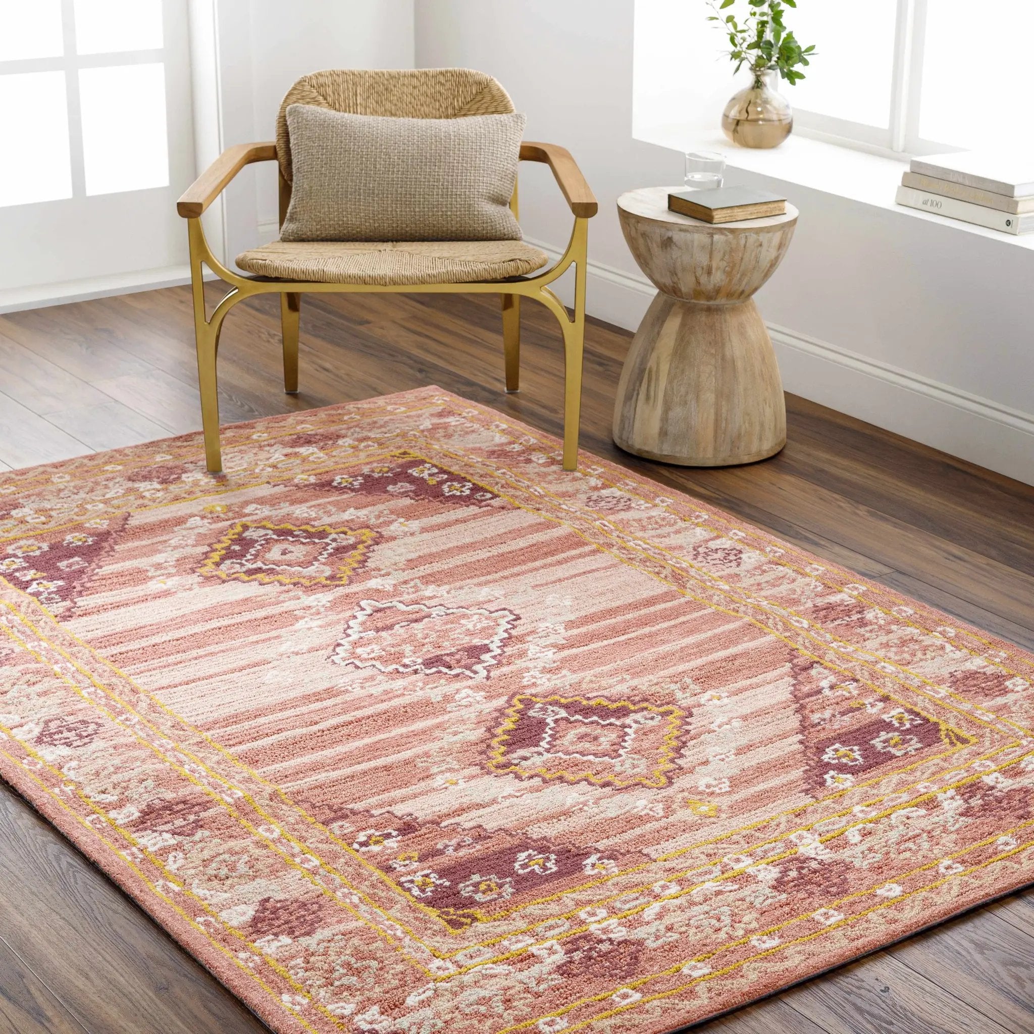 Alena Peach Wool Blend Area Rug - Clearance by Boutique Rugs