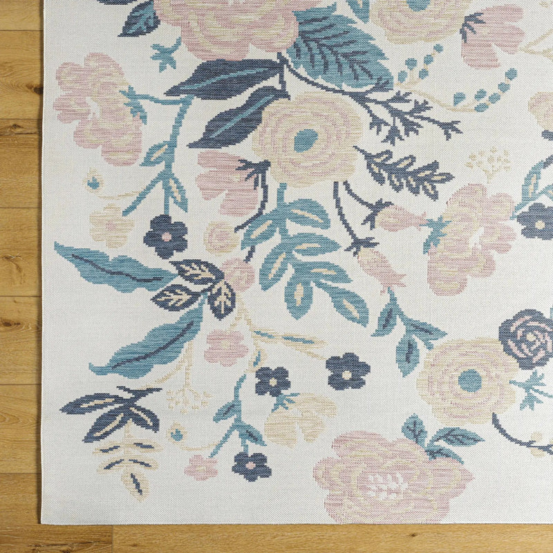 Ponto Cream & Blue Floral Outdoor Area Rug - Clearance by Boutique Rugs