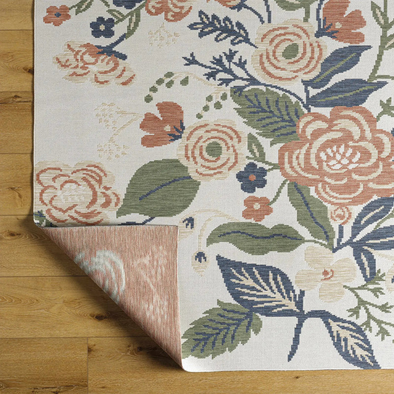Ponto Cream & Green Floral Outdoor Area Rug - Clearance by Boutique Rugs