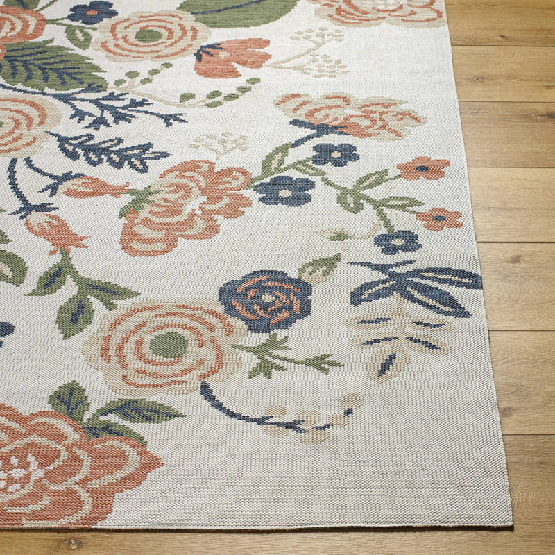 Ponto Cream & Green Floral Outdoor Area Rug - Clearance by Boutique Rugs