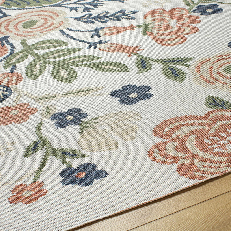 Ponto Cream & Green Floral Outdoor Area Rug - Clearance by Boutique Rugs