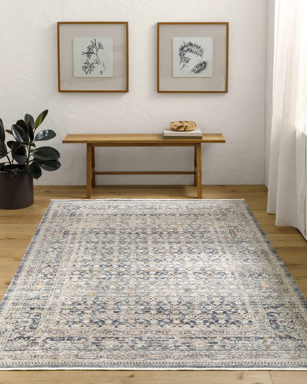 Margaret Outdoor Machine Woven Becki Owens x LIVABLISS BOMG-2308 Washable Area Rug, installed in a room