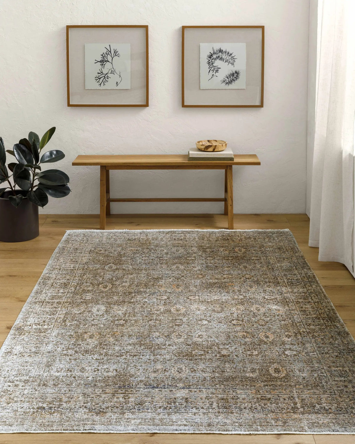 Margaret Outdoor Machine Woven Becki Owens x LIVABLISS BOMG-2304 Washable Area Rug, installed in a room