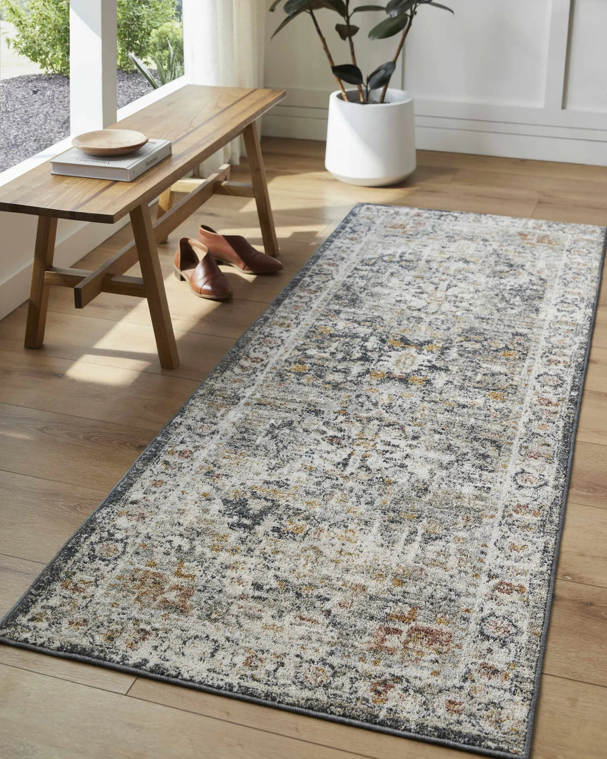 Ivria Navy & Rust Area Rug, installed in a room 5