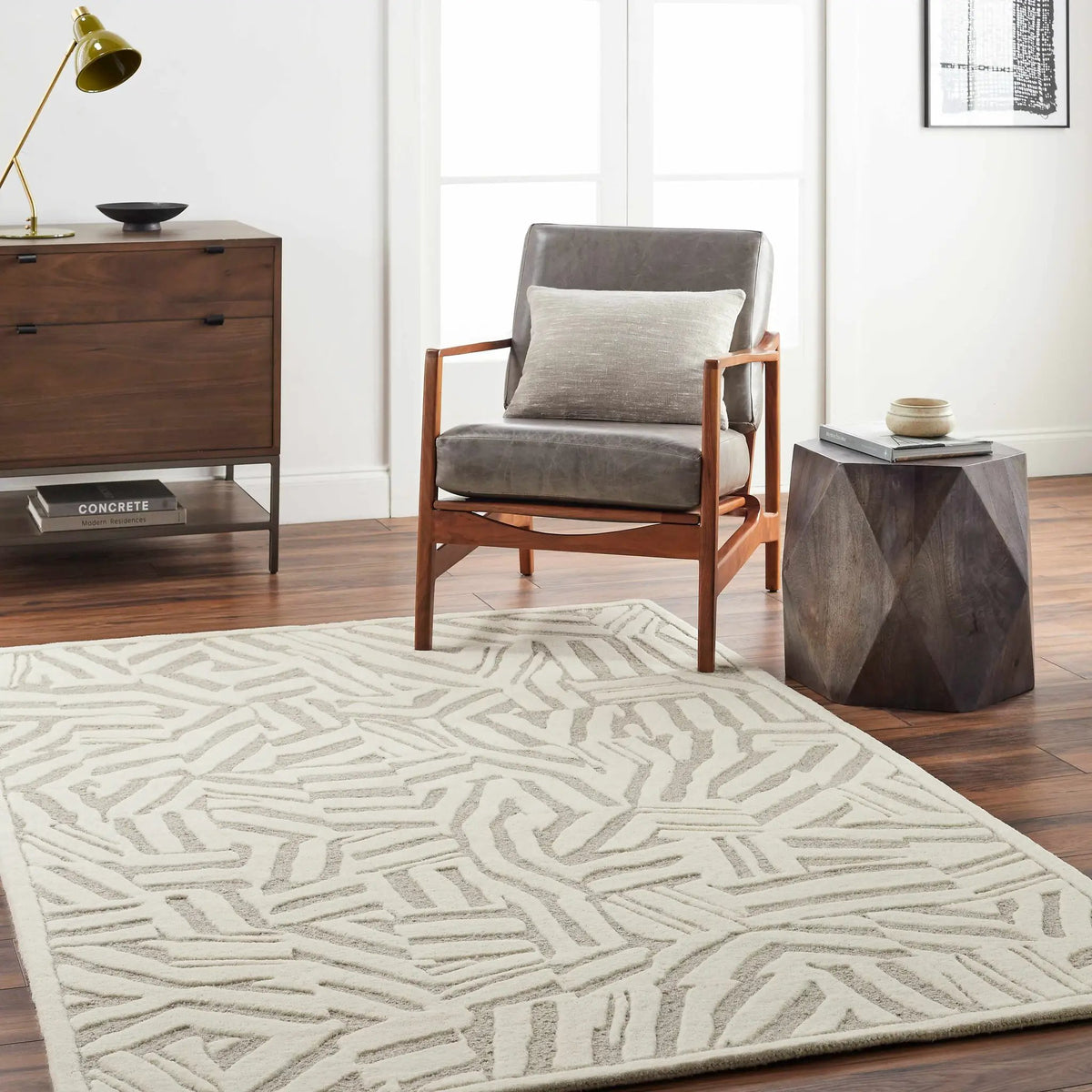 Avian Cream Wool Area Rug - Clearance, installed in a room
