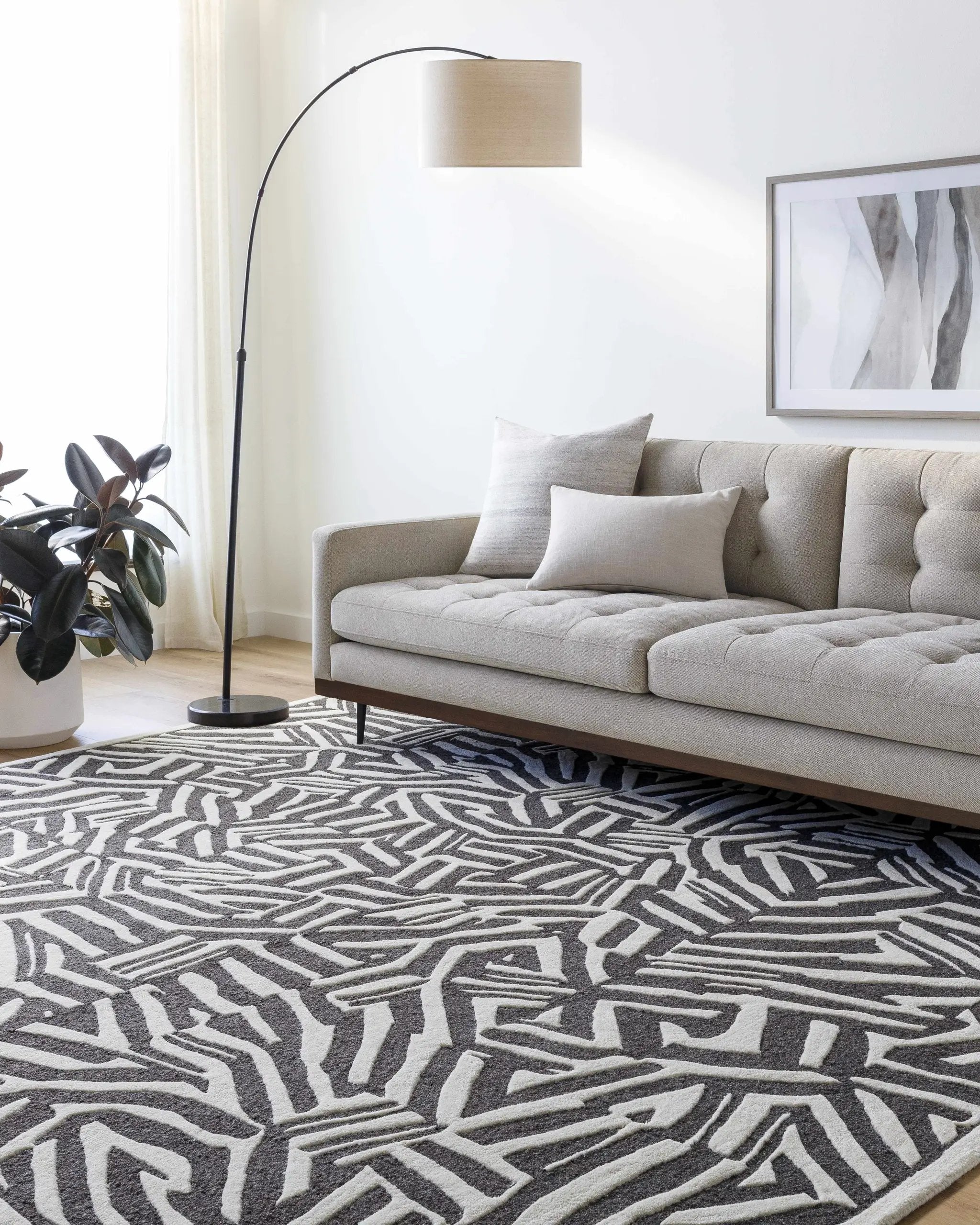 Avian Black Wool Area Rug by Boutique Rugs