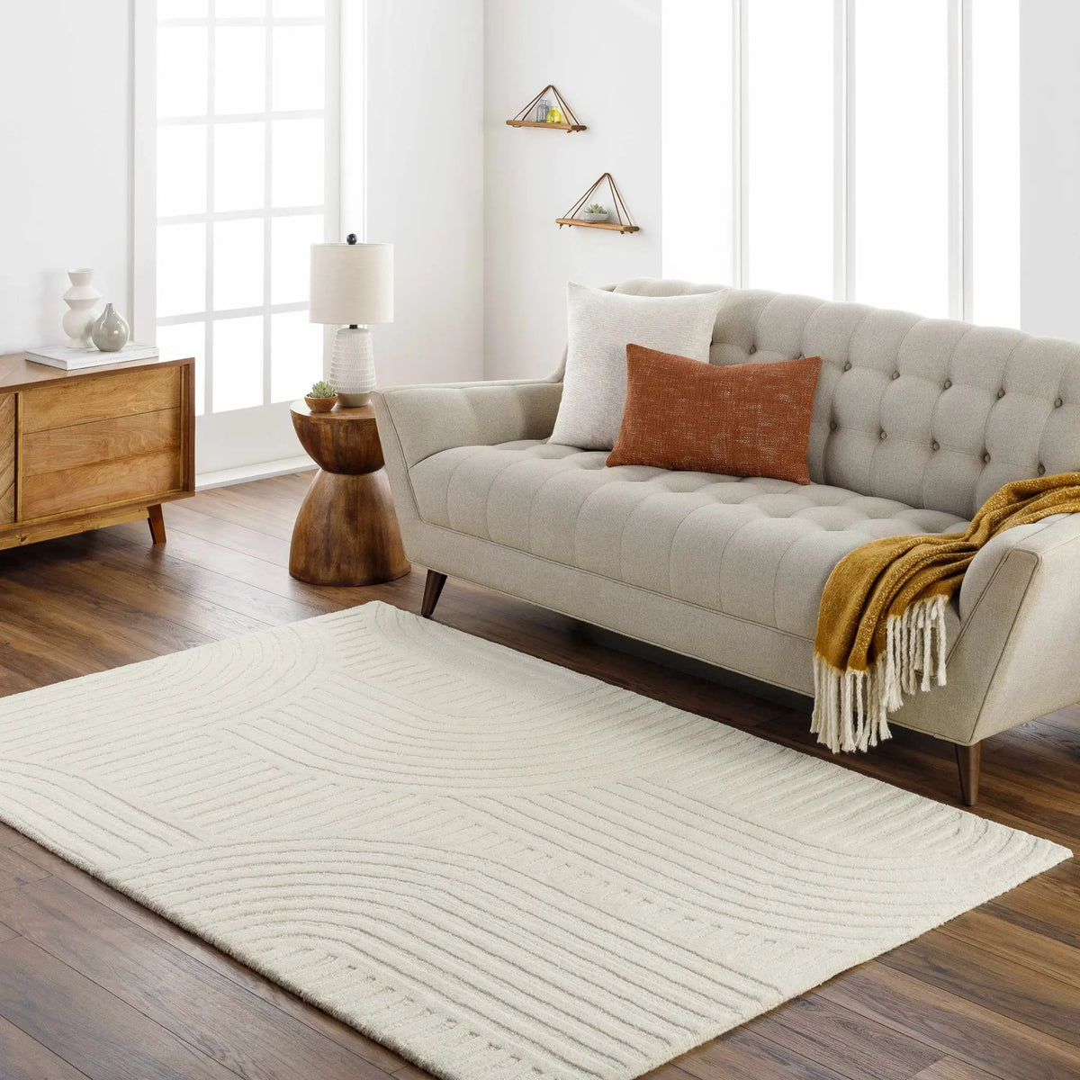 Whan Off White Area Rug - Clearance, installed in a room