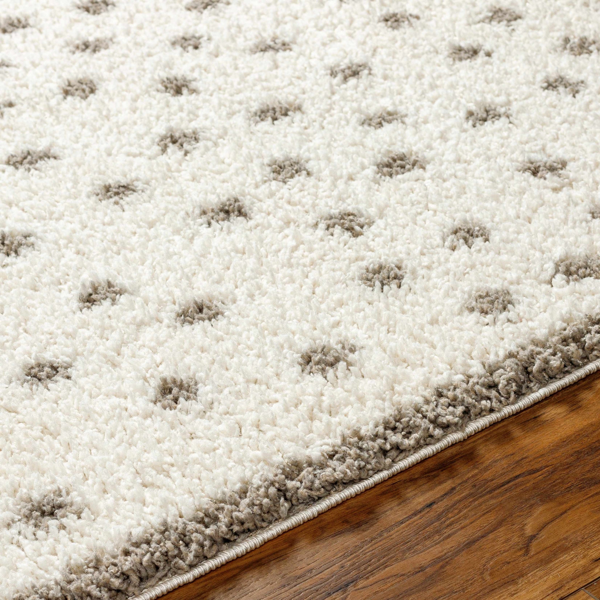 Chaia Dotted Cream & Gray Plush Area Rug - Clearance by Boutique Rugs