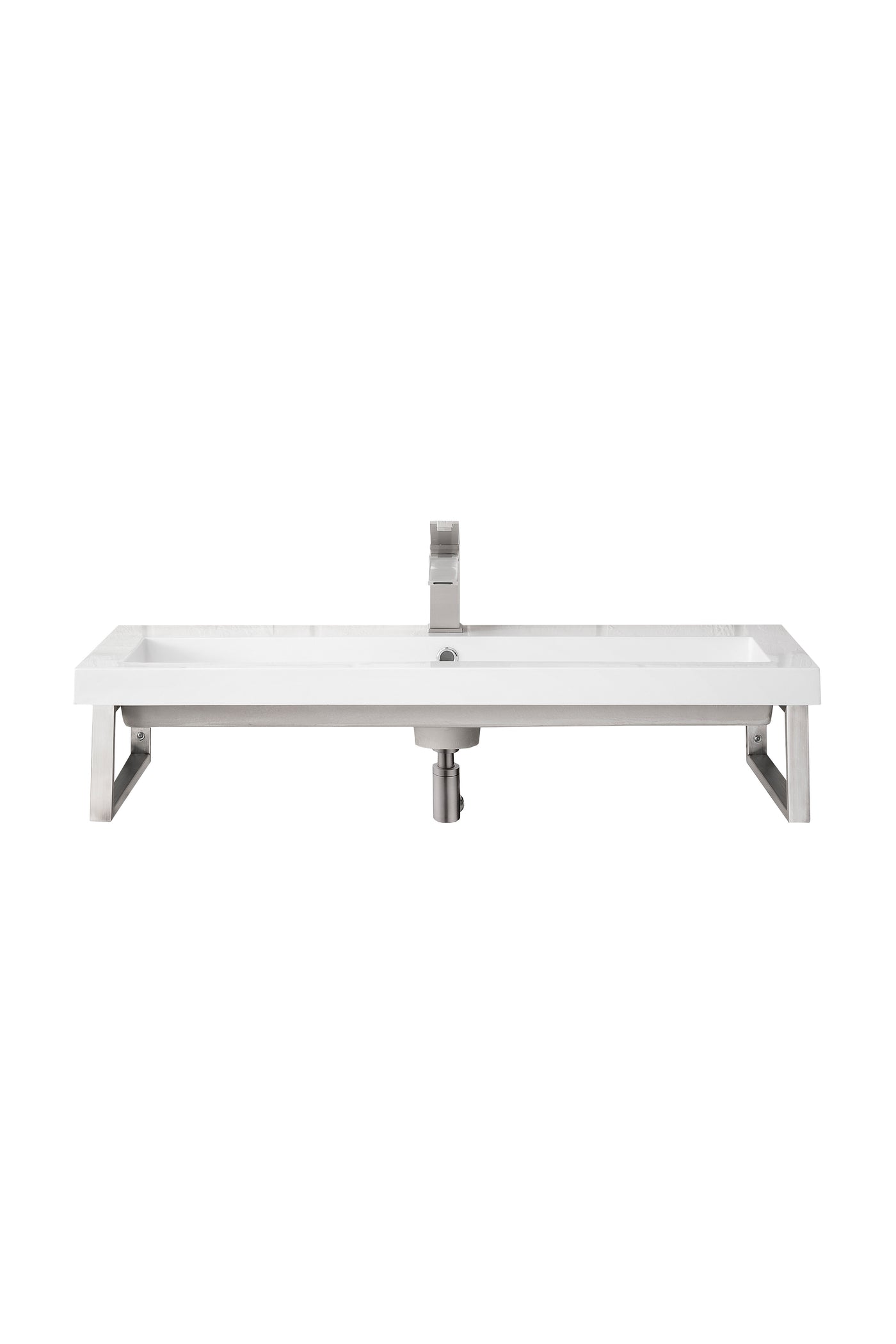 James Martin Boston 15.25" Floating Wall Bracket, Brushed Nickel with White Glossy (39.5" Top) countertop