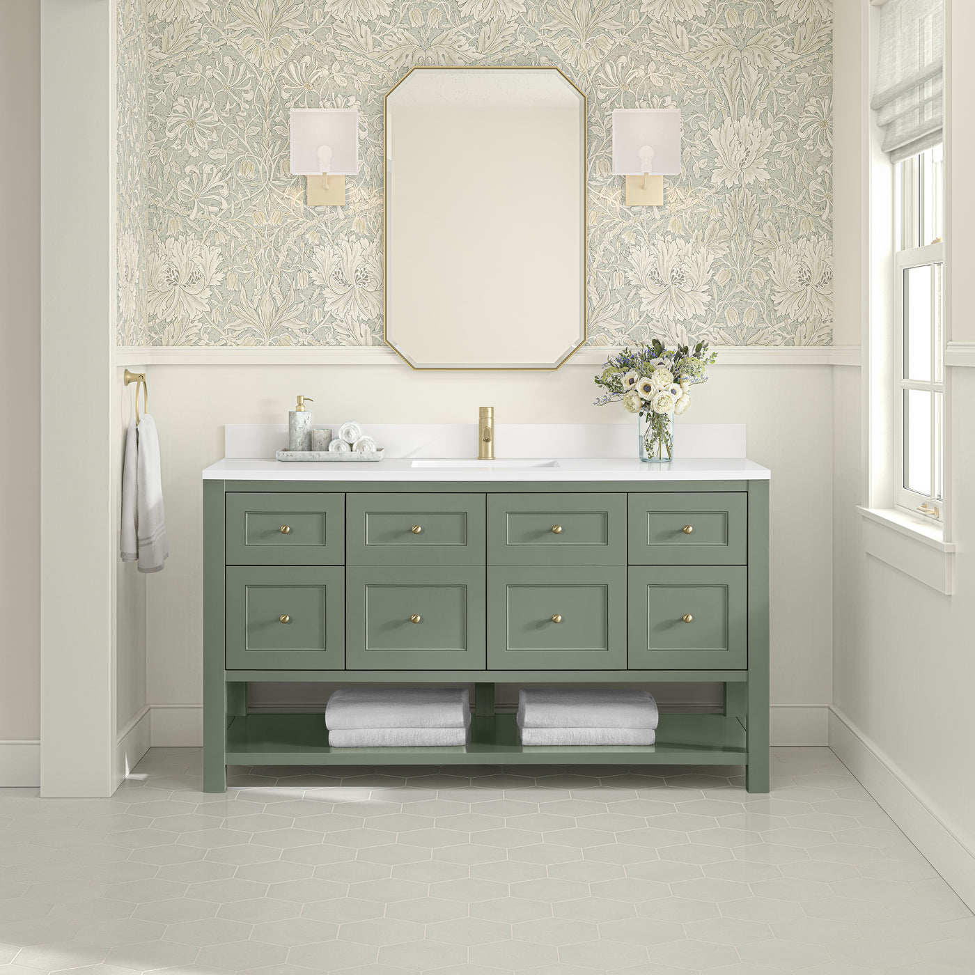 James Martin Breckenridge 60" Single Bathroom Vanity, Smokey Celadon, view 30