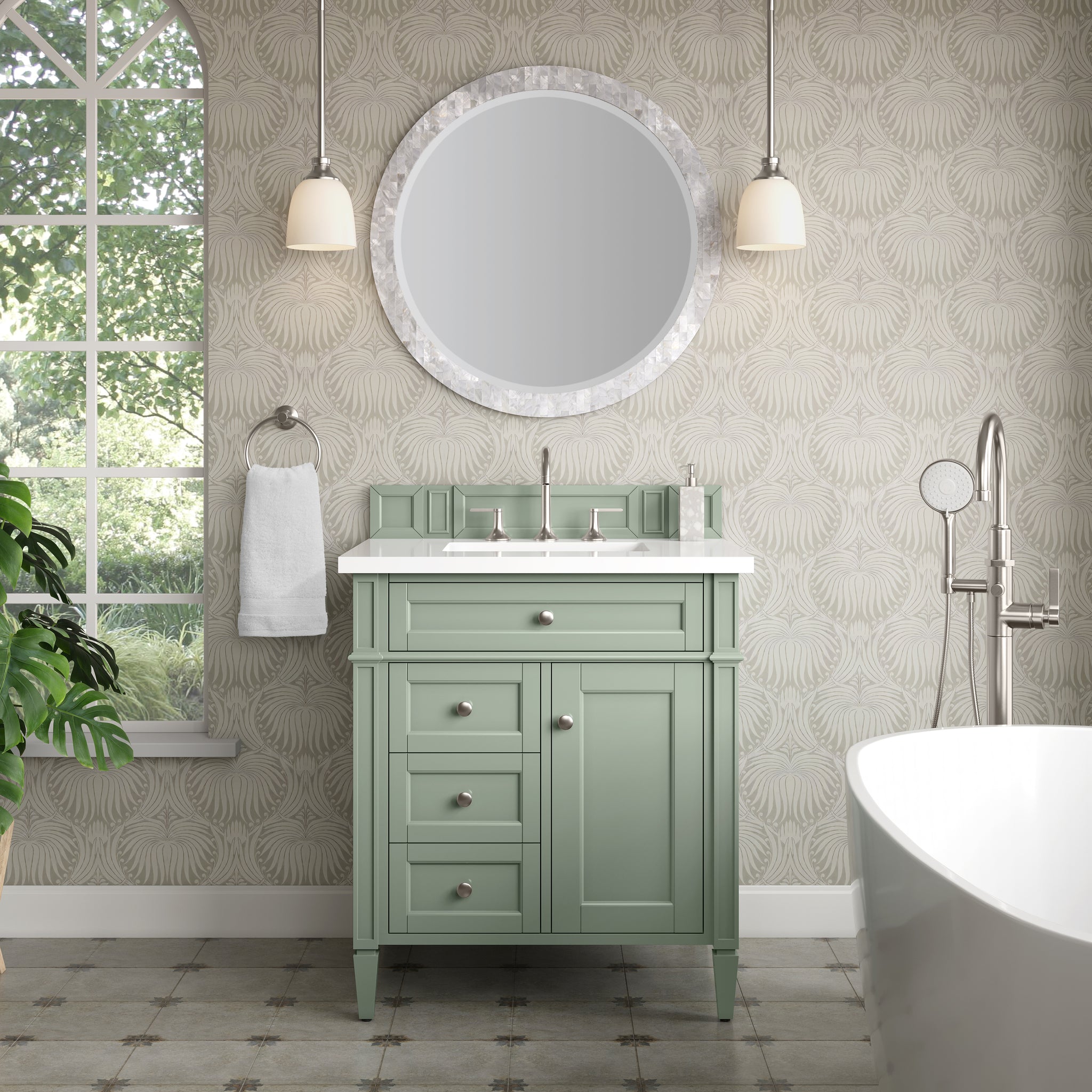 James Martin Brittany 30" Single Bathroom Vanity, Sage Green, view 13