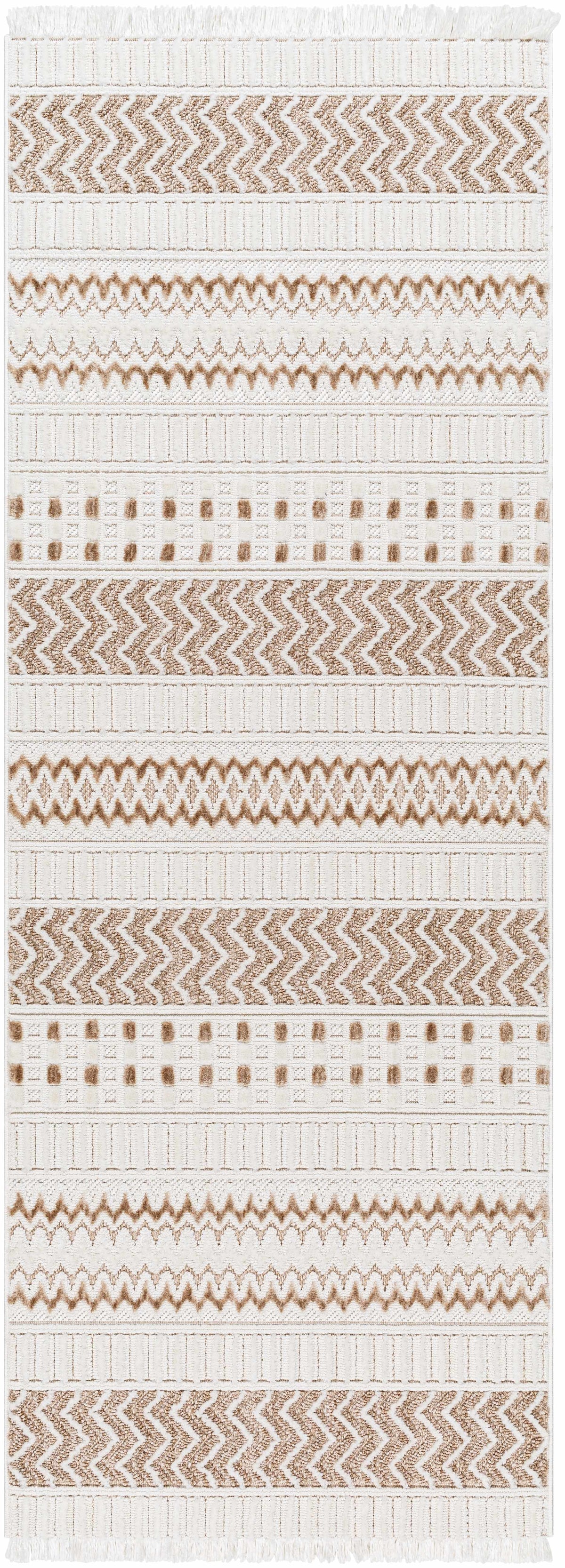 Eiko Beige Textured Saxony Rug with Fringes - Clearance, photo 8 of 8