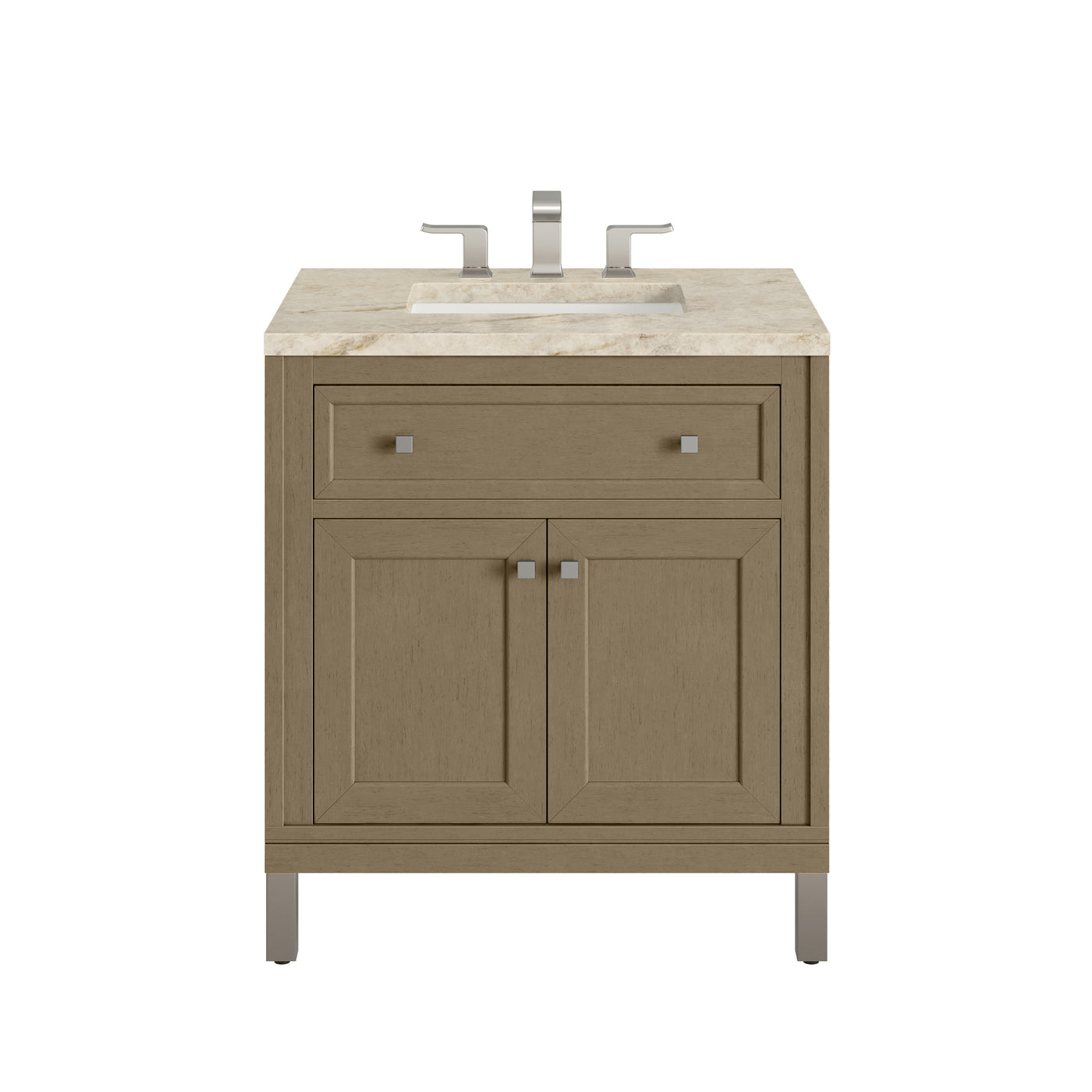 James Martin Chicago 30" Single Bathroom Vanity, Walnut Whisper with Tajnar countertop