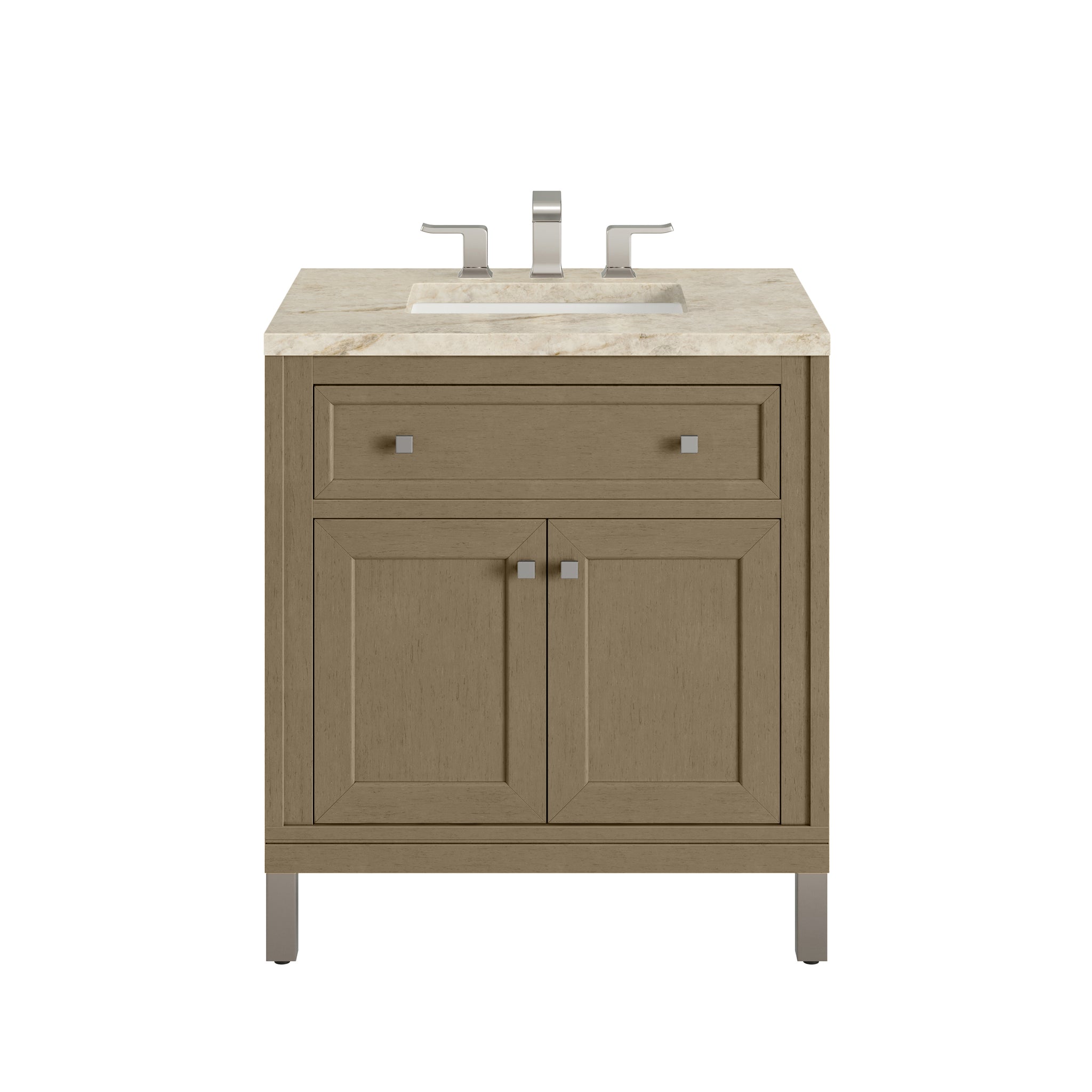 James Martin Chicago 30" Single Bathroom Vanity, Walnut Whisper with Tajnar countertop