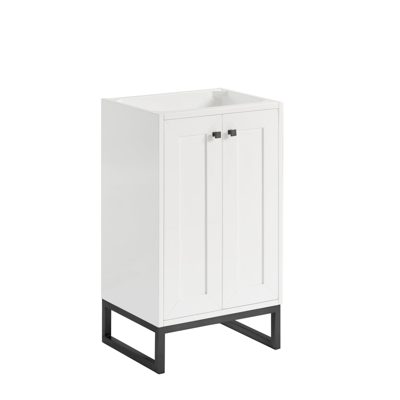 James Martin Chianti 20" Single Bathroom Vanity, Glossy White with Select Your Top (Matte Black) countertop