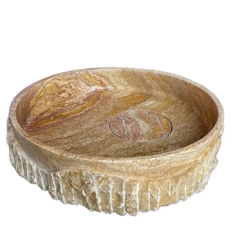 Scabos Gold Travertine Vessel Sink - Rustic Stone 18 Diameter by GobekDesign