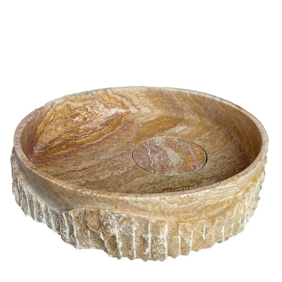 Scabos Gold Travertine Vessel Sink - Rustic Stone 18 Diameter by GobekDesign